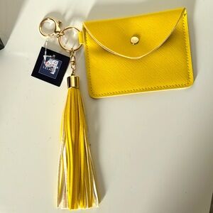 Yellow tassel card holder coin purse